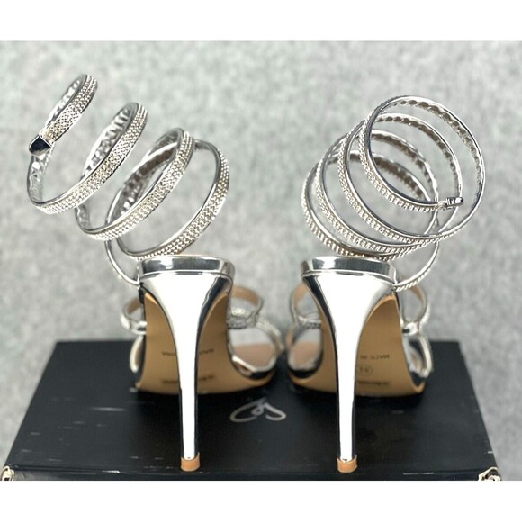 Windsor Silver Rhinestone Spiral Heels Women’s 8.5 Stiletto Holiday Party Sexy - Picture 8 of 12